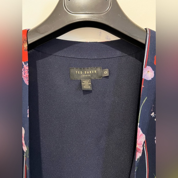 Ted Baker long sleeve floral wrap dress size 0 - Picture 2 of 7